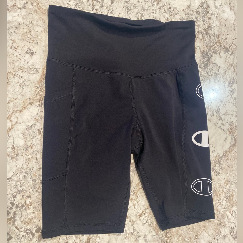 Champion Black Bike Shorts with Stretchy Fit